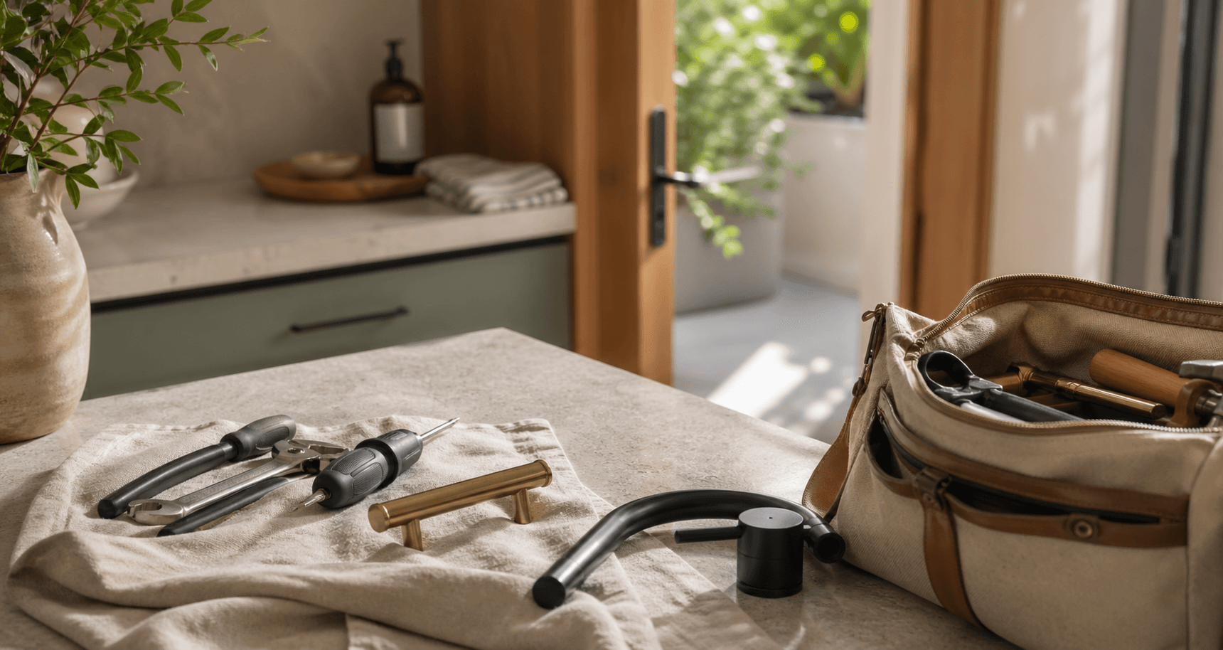 Organized service tools ready for a planned home repair visit